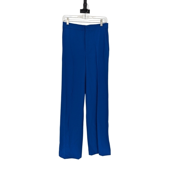 NEW Zara Wide Leg High Waisted Trouser Pant Blue XS preppy retro Business casual - Picture 1 of 8
